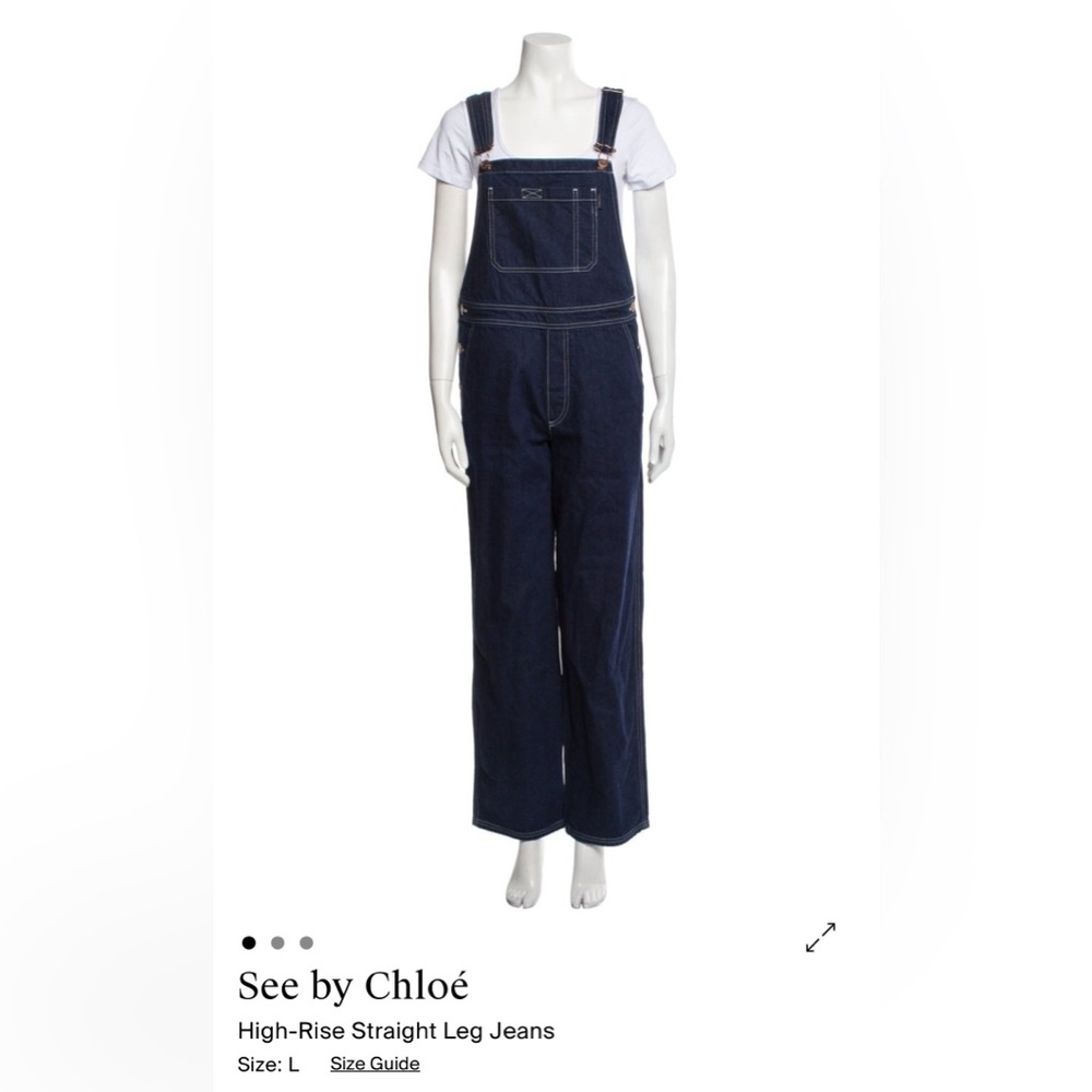 See By Chloe Navy Denim Overalls